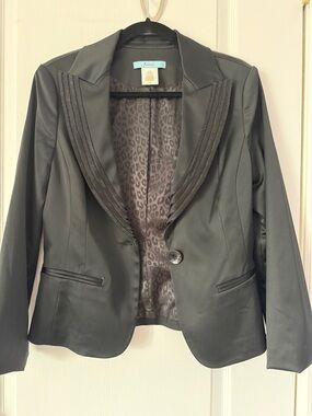 Marciano Black Satin-Trim Single-Button Blazer. Dressy.